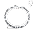 Stylish Wheat Silver 316L Stainless Steel Bracelet Men Women Bulk