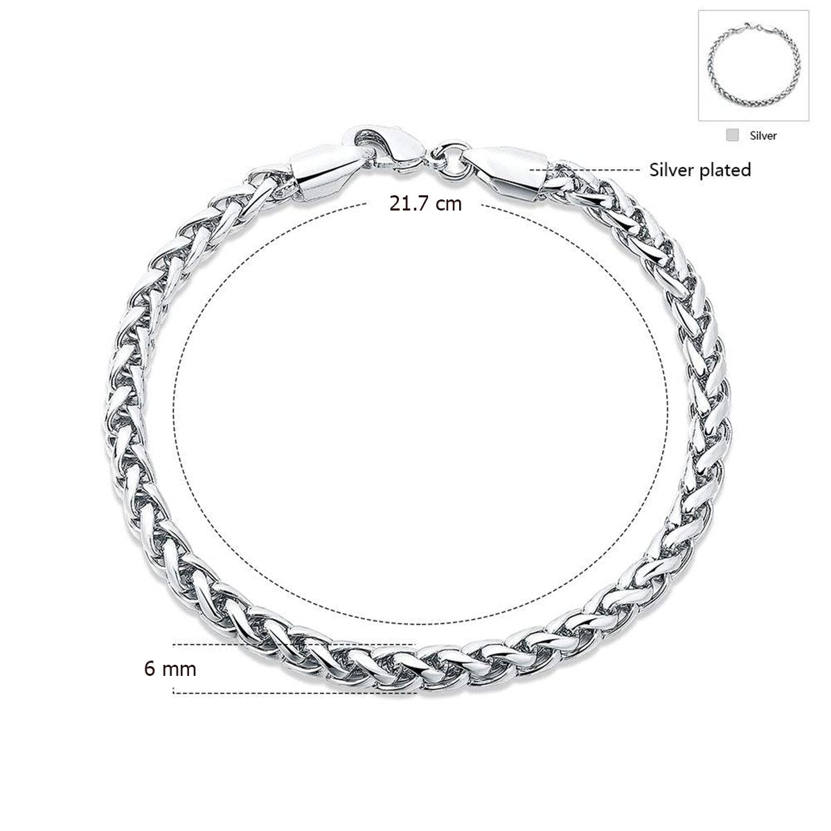 Stylish Wheat Silver 316L Stainless Steel Bracelet Men Women Bulk