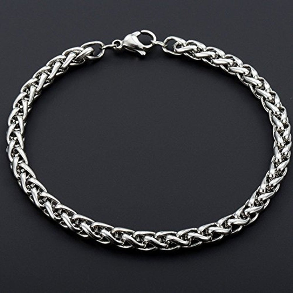 Stylish Wheat Silver 316L Stainless Steel Bracelet Men Women Bulk