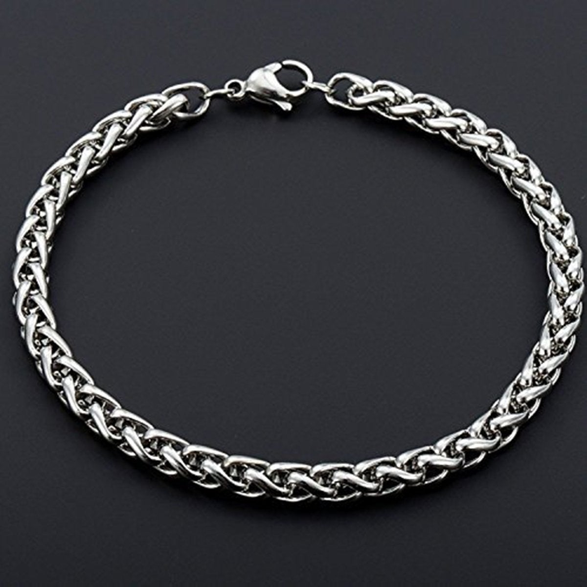 Stylish Wheat Silver 316L Stainless Steel Bracelet Men Women Bulk