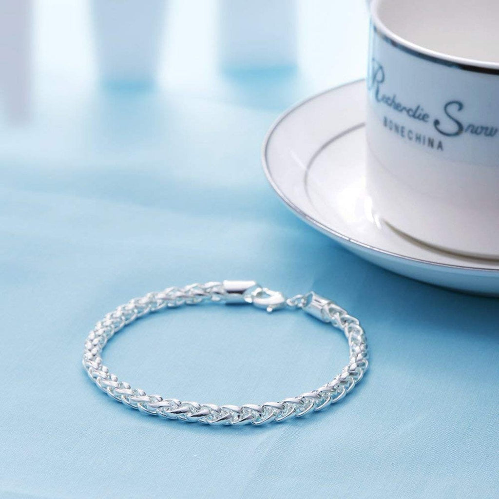 Stylish Wheat Silver 316L Stainless Steel Bracelet Men Women Bulk