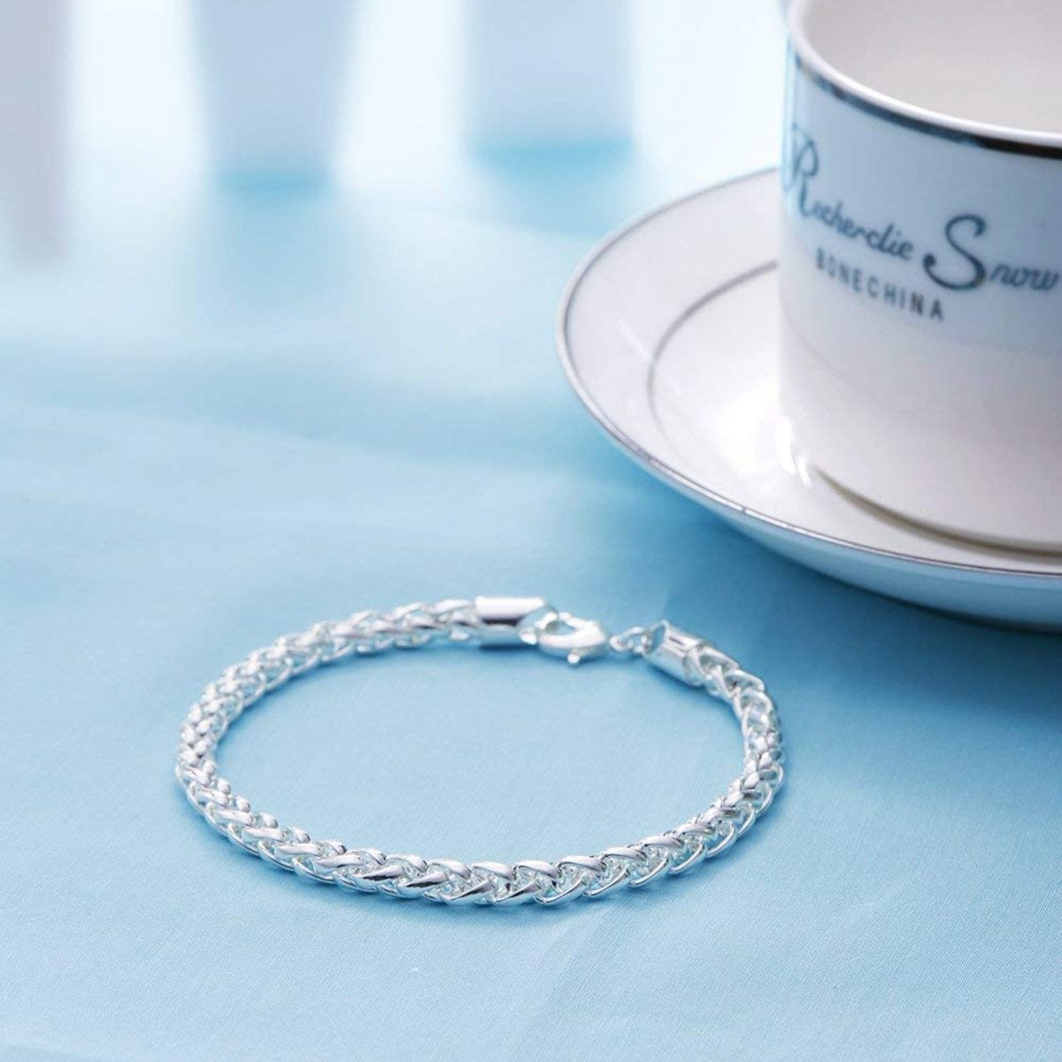Stylish Wheat Silver 316L Stainless Steel Bracelet Men Women Bulk