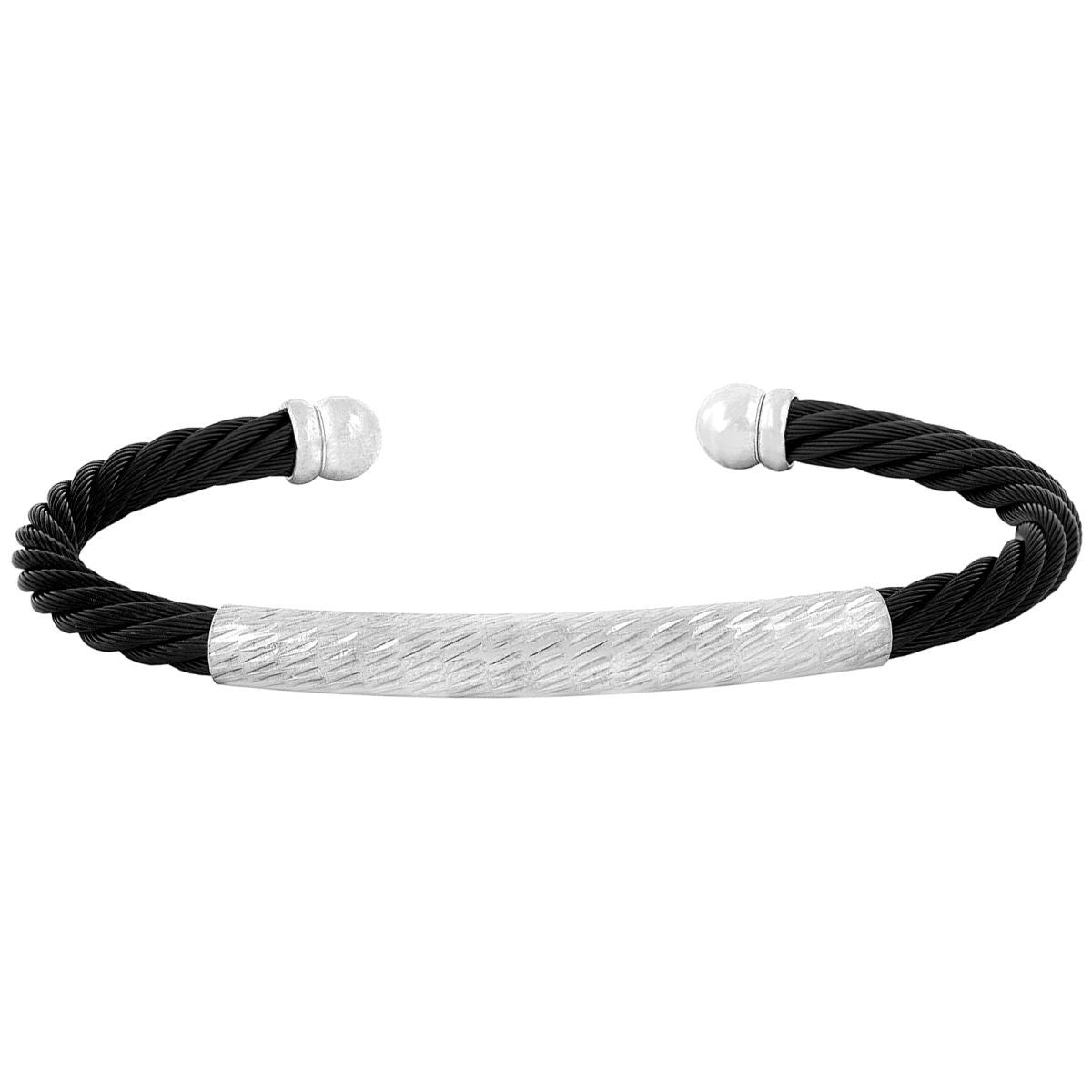 Slim Smart Black Silver Stainless Steel Cuff Kada Bangle Bracelet Bulk Secondary image