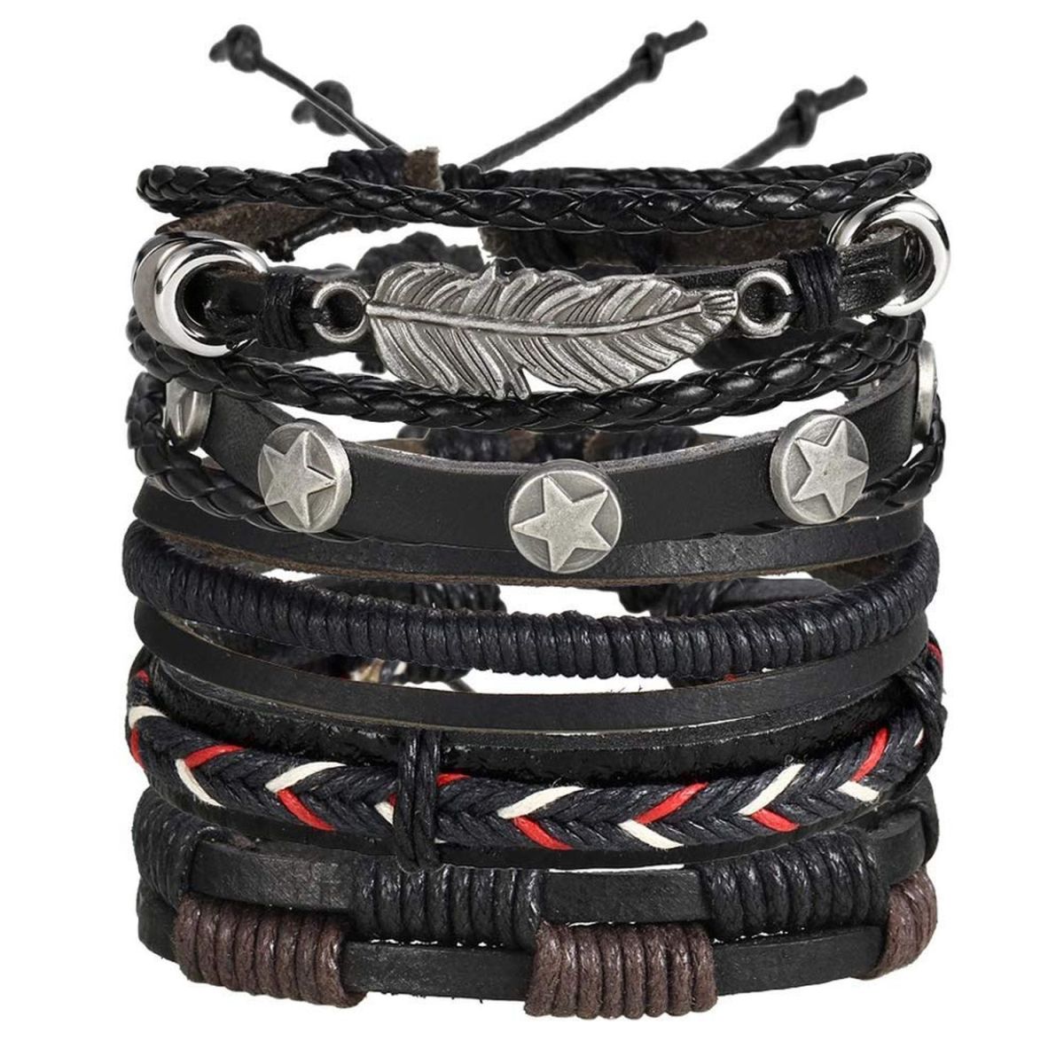 Black Leather Wraps Casual Party Wear Skin Friendly Bracelets Bulk Secondary image
