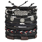 Black Leather Wraps Casual Party Wear Skin Friendly Bracelets Bulk
