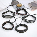 Black Leather Wraps Casual Party Wear Skin Friendly Bracelets Bulk