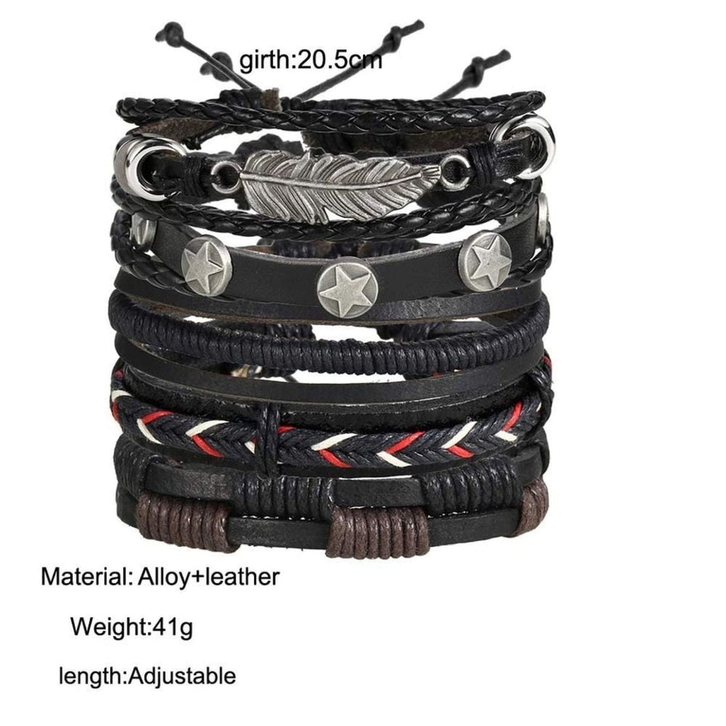 Black Leather Wraps Casual Party Wear Skin Friendly Bracelets Bulk