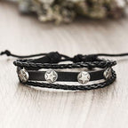 Black Leather Wraps Casual Party Wear Skin Friendly Bracelets Bulk
