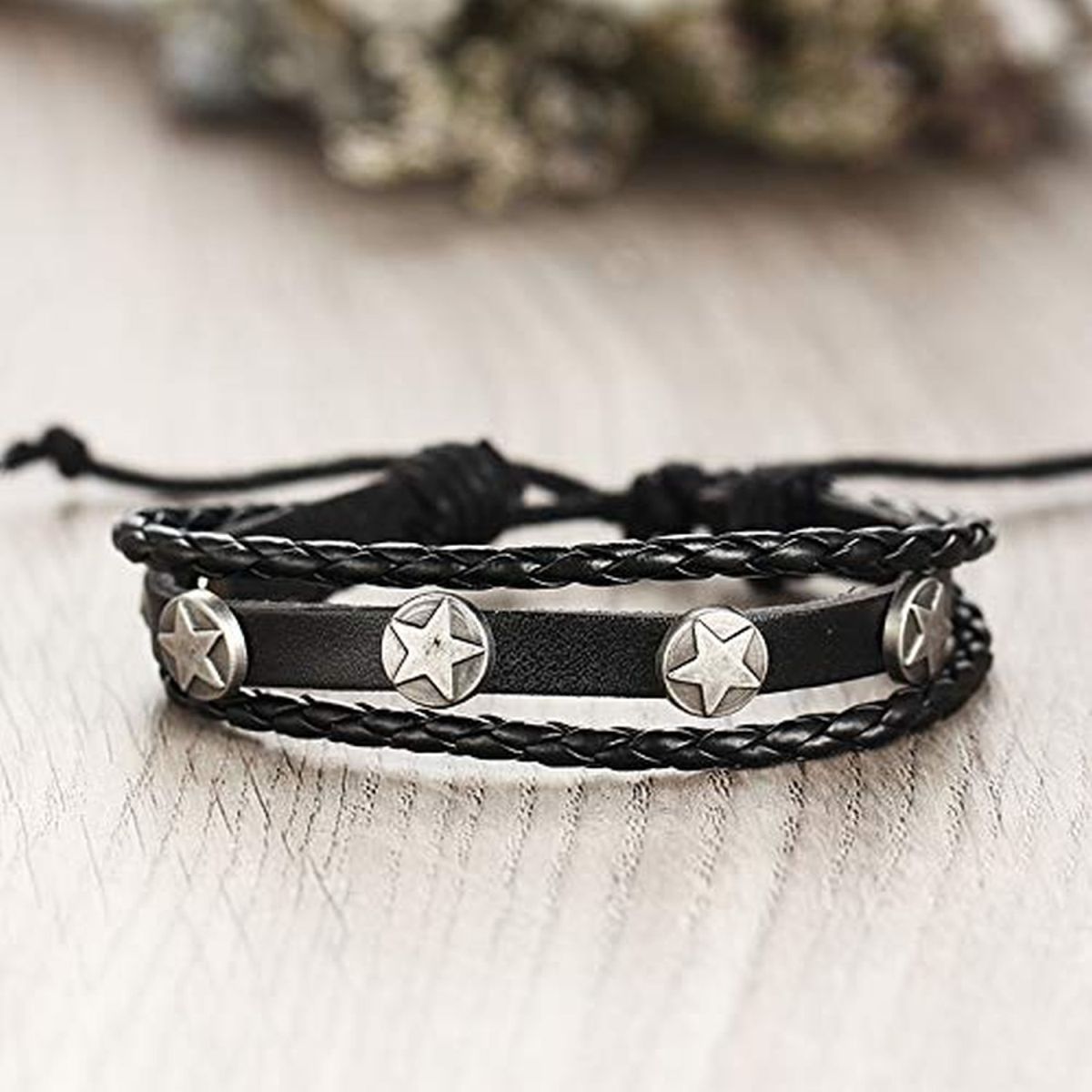 Black Leather Wraps Casual Party Wear Skin Friendly Bracelets Bulk