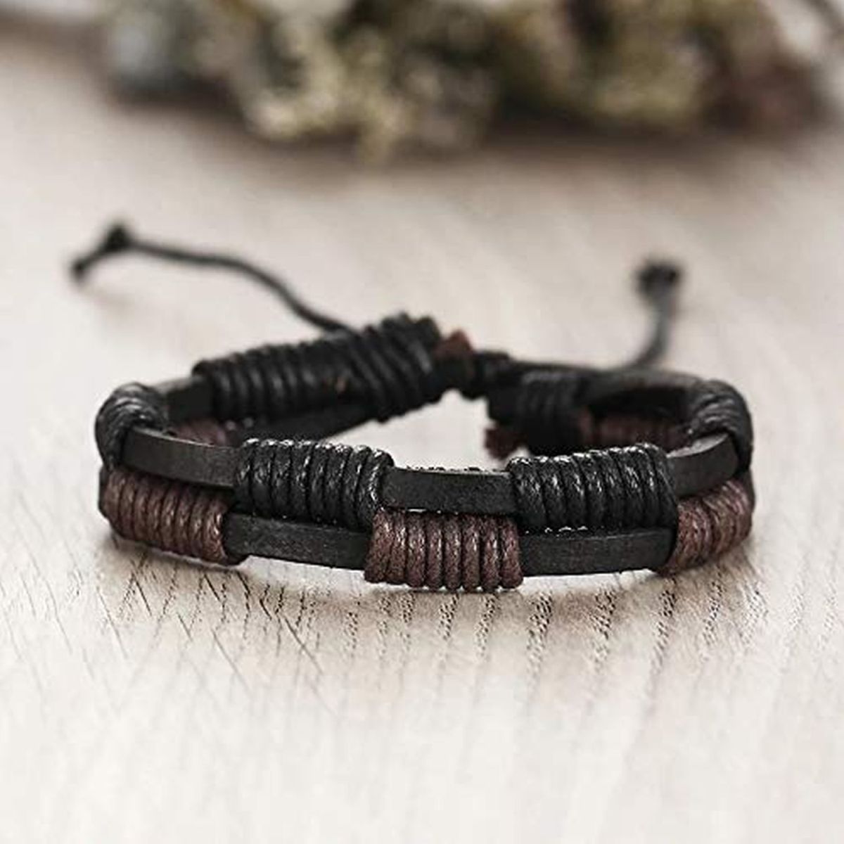 Black Leather Wraps Casual Party Wear Skin Friendly Bracelets Bulk