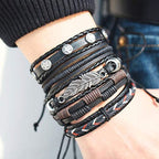 Black Leather Wraps Casual Party Wear Skin Friendly Bracelets Bulk