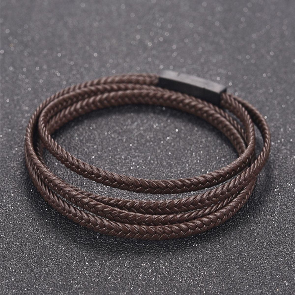 Stylish Braided 100% Genuine Handcrafted Brown Leather Wrist Band Multi Strand Bracelet Men Boys Main image