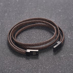 Stylish Braided 100% Genuine Handcrafted Brown Leather Wrist Band Multi Strand Bracelet Men Boys