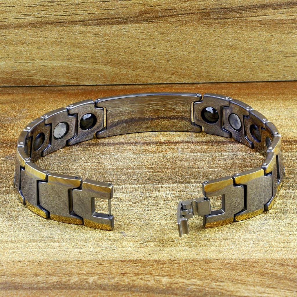Silver Gold CZ Tungsten Ceramic Magnet Therapy Bracelet Bulk