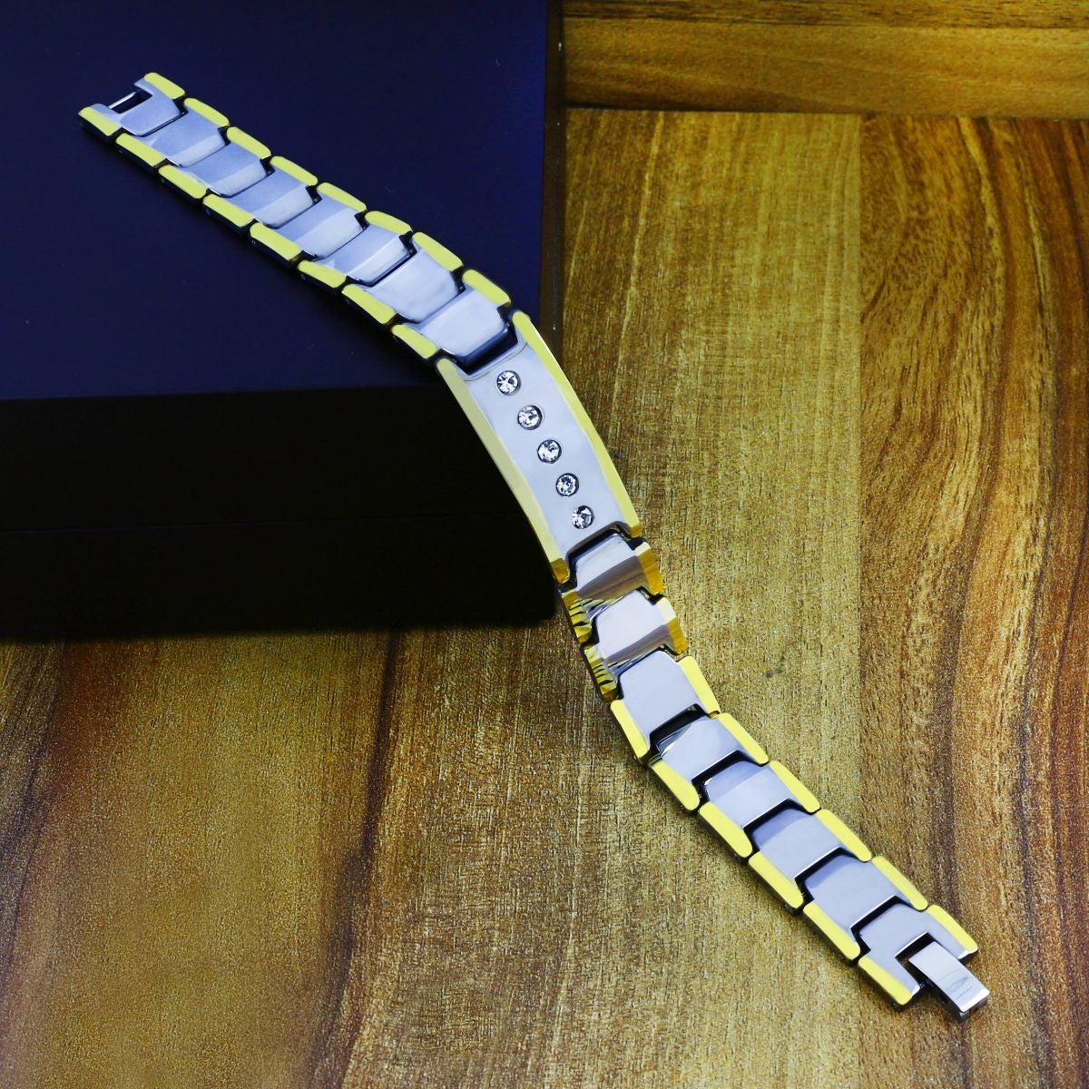 Silver Gold CZ Tungsten Ceramic Magnet Therapy Bracelet Bulk Main image