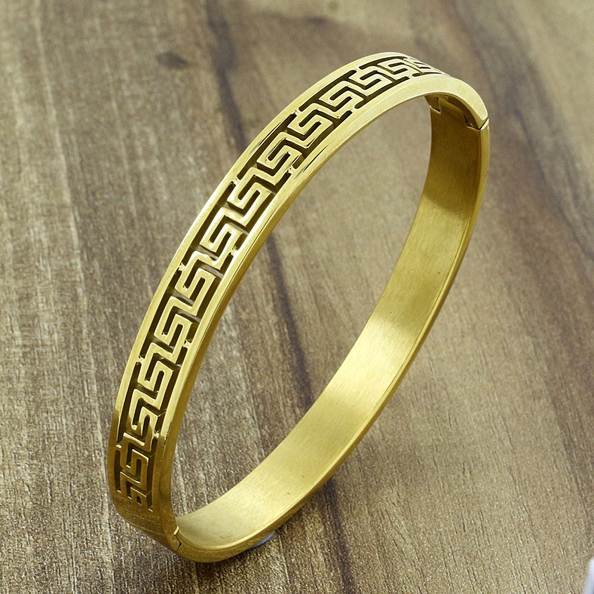 Daily Wear 18K Gold Stainless Steel Oval Bangle Bracelet Men Bulk