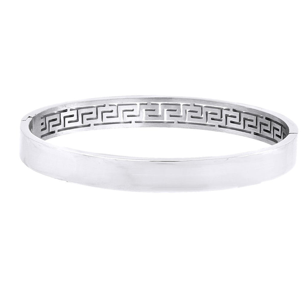 Daily Wear Platinum Silver Stainless Steel Oval Bangle Bracelet Bulk