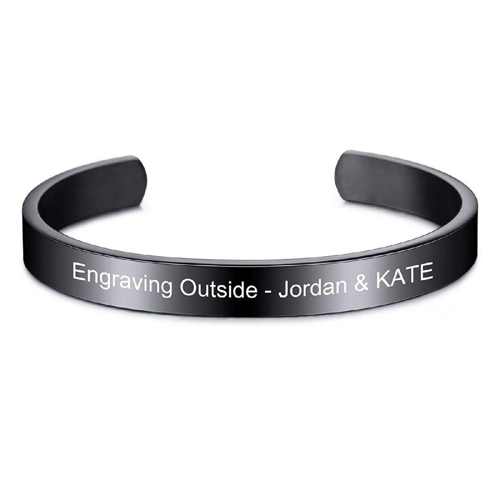 8Mm Stainless Steel Letter Engraved Silver Bangle Cuff Bulk