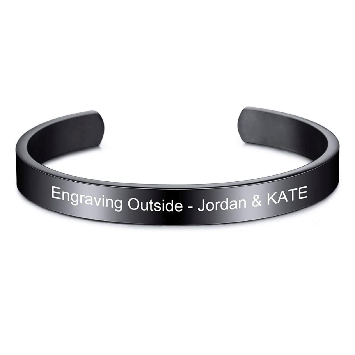 8Mm Stainless Steel Letter Engraved Silver Bangle Cuff Bulk