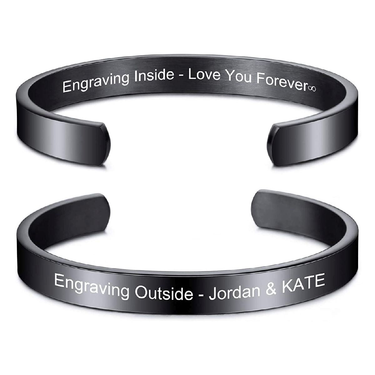 8Mm Stainless Steel Letter Engraved Silver Bangle Cuff Bulk
