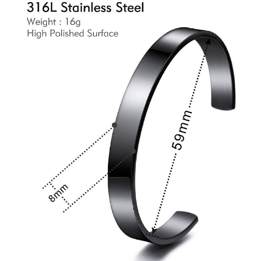8Mm Stainless Steel Letter Engraved Silver Bangle Cuff Bulk