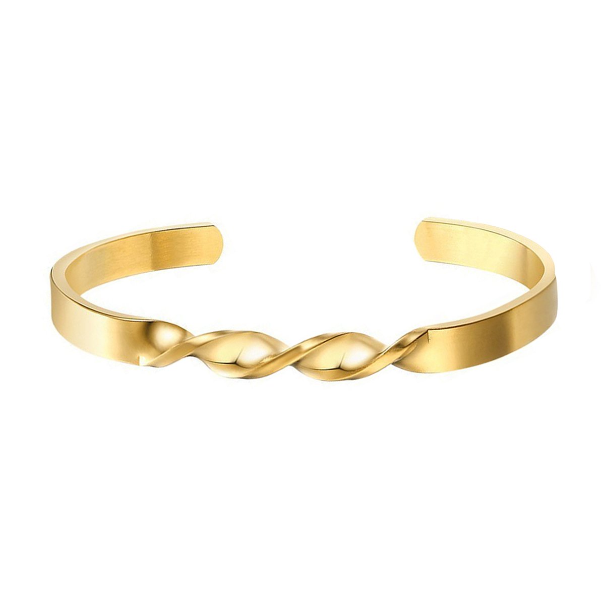 18K Gold Stainless Steel Open Cuff Kada Bangle Bracelet Men Bulk