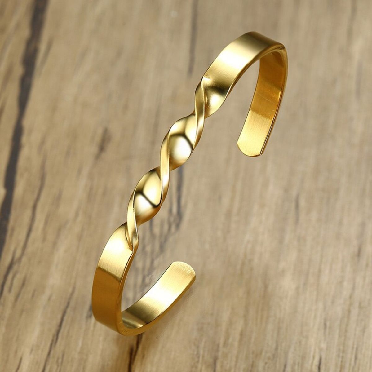 18K Gold Stainless Steel Open Cuff Kada Bangle Bracelet Men Bulk