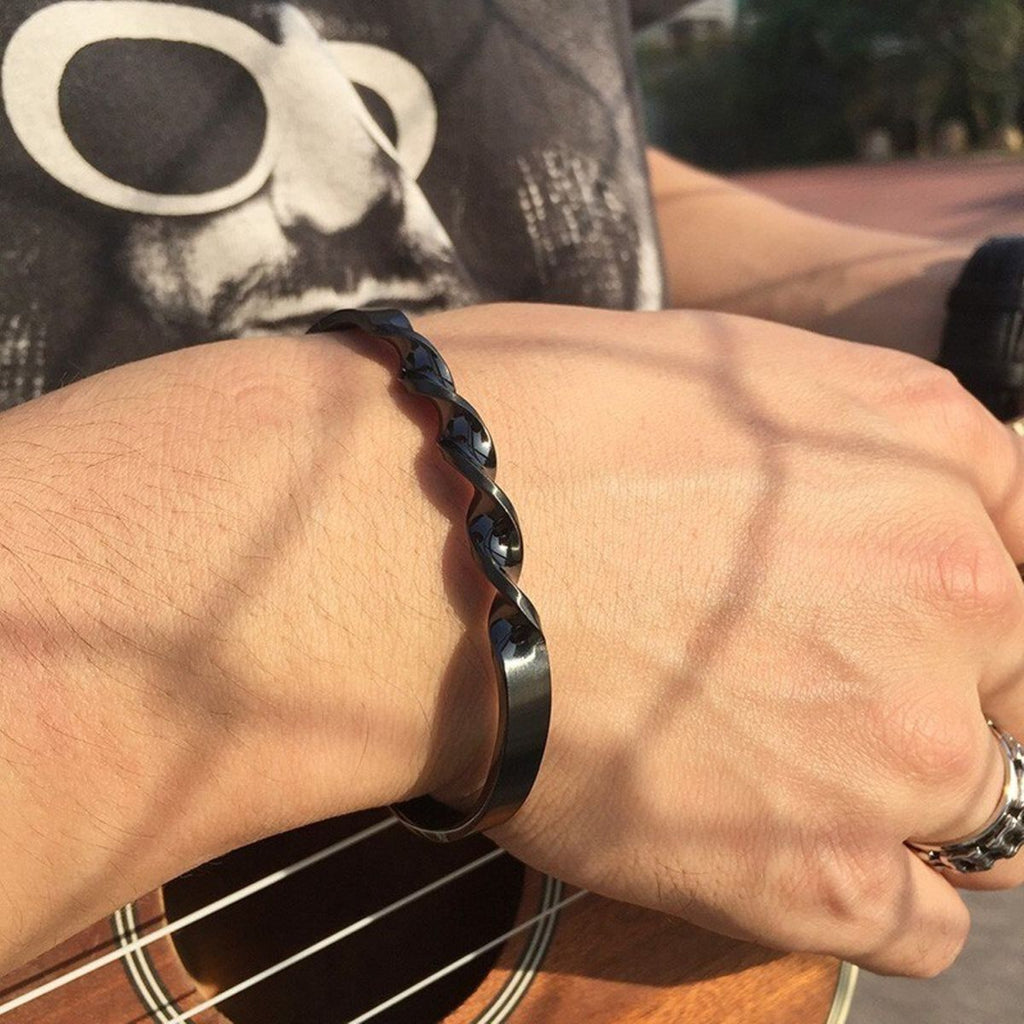 Daily Wear Slim Black Stainless Steel Cuff Kada Bangle Bracelet Bulk