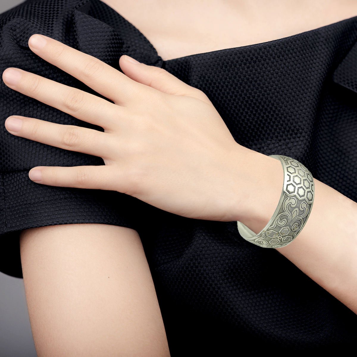 Oxidised Afghani Boho German Silver Cuff Bracelet For Women Bulk