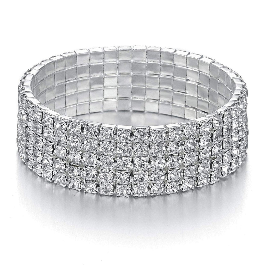 Five Line Austrian Rhinestone Crystal Stretch Elastic Bracelet Bulk