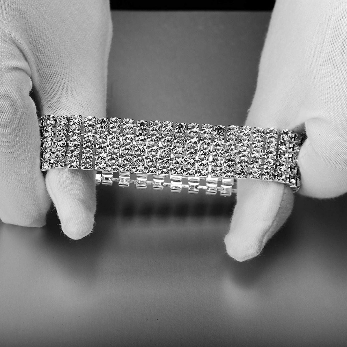 Five Line Austrian Rhinestone Crystal Stretch Elastic Bracelet Bulk