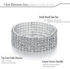 Five Line Austrian Rhinestone Crystal Stretch Elastic Bracelet Bulk