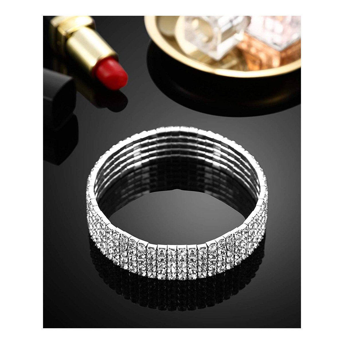 Five Line Austrian Rhinestone Crystal Stretch Elastic Bracelet Bulk