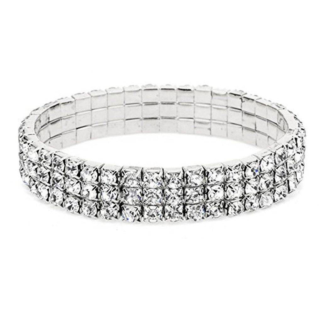 Three Line Austrian Rhinestone Crystal Stretch Elastic Bracelet Bulk