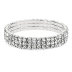 Three Line Austrian Rhinestone Crystal Stretch Elastic Bracelet Bulk