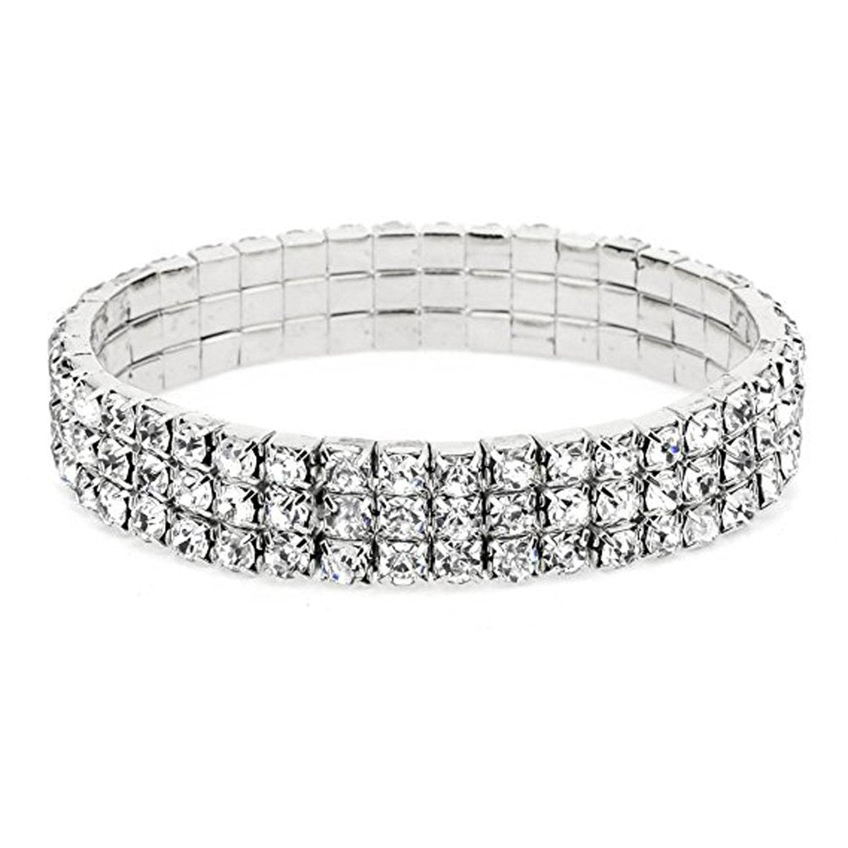Three Line Austrian Rhinestone Crystal Stretch Elastic Bracelet Bulk