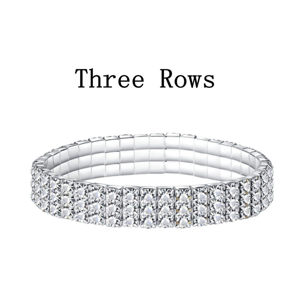 Three Line Austrian Rhinestone Crystal Stretch Elastic Bracelet Bulk
