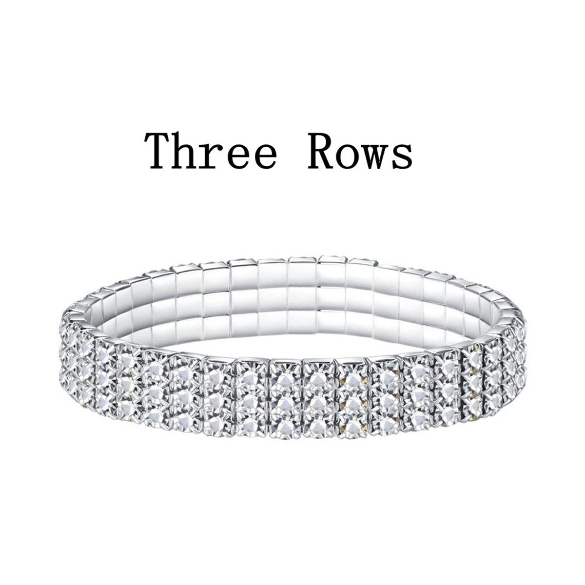 Three Line Austrian Rhinestone Crystal Stretch Elastic Bracelet Bulk