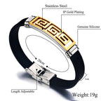 Trendy Gold Black Stainless Steel Silicone Wrist Band Bracelet Bulk