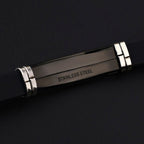 Trendy Gold Black Stainless Steel Silicone Wrist Band Bracelet Bulk
