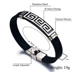 Silver Black Rubber Silicone Stainless Steel Wristband Bracelet Bulk