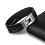 Triple Layer Black Leather Wrist Wrap Band Bracelet For Men Bulk