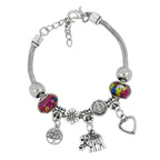 Trendy Stylish Chams Pandora Flower Star Pink Blue Bracelet Women