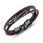 Layered Black Leaf Charms Braided Leather Wrist Band Strand Bracelet