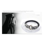 Biker Punk Lion Dragon Leather Stainless Steel Kada Bangle Bracelet