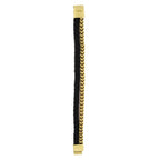 Two Layer Black Gold 316L Stainless Steel Leather Bracelet Men Bulk