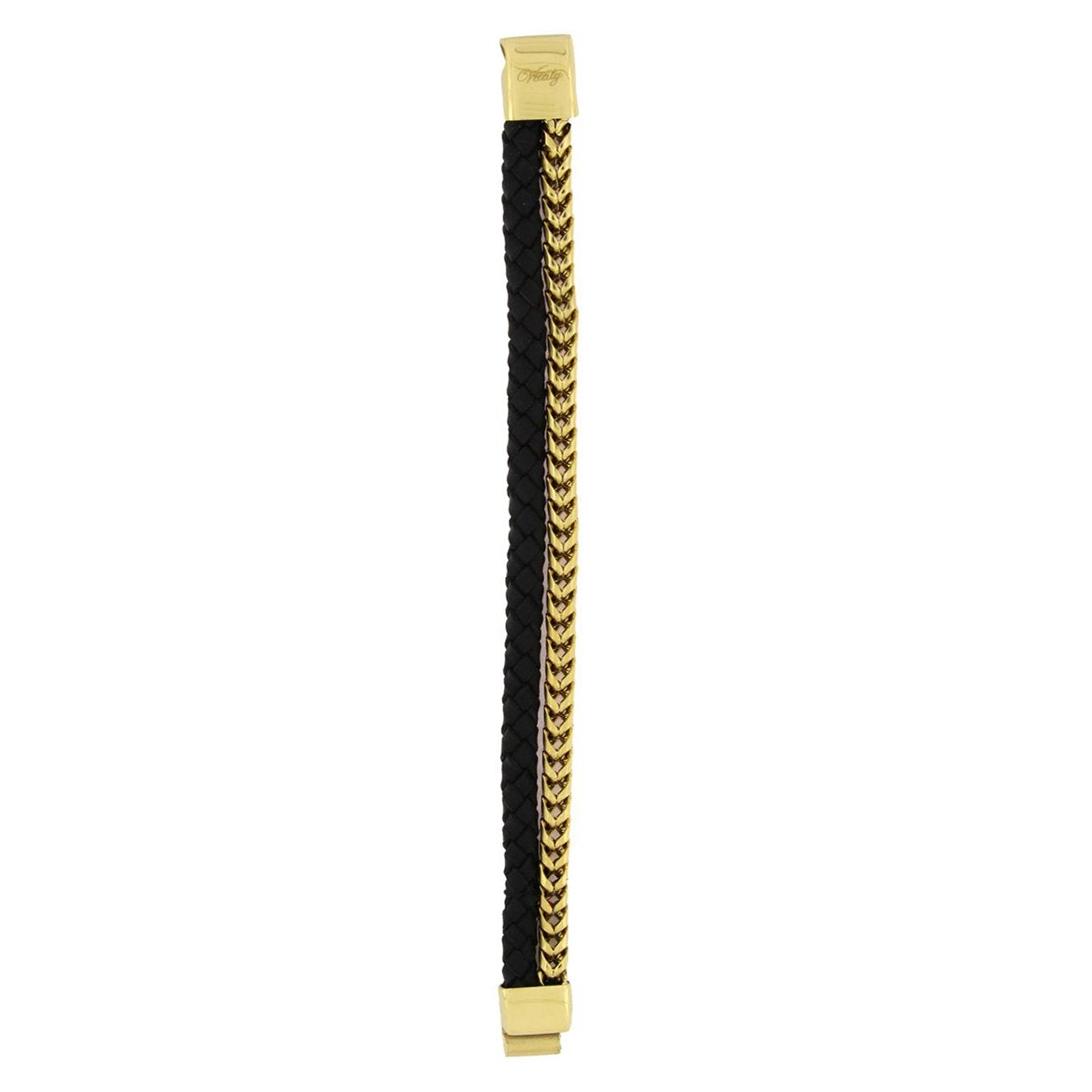 Two Layer Black Gold 316L Stainless Steel Leather Bracelet Men Bulk