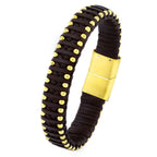 Brown Handcrafted Leather Stainless Steel Wrist Wrap Bracelet Bulk
