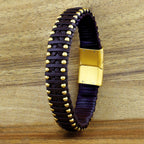 Brown Handcrafted Leather Stainless Steel Wrist Wrap Bracelet Bulk