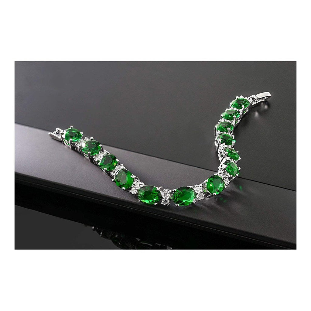 Tennis Emerald Green Cubic Zirconia American Diamond Bracelet Bulk
